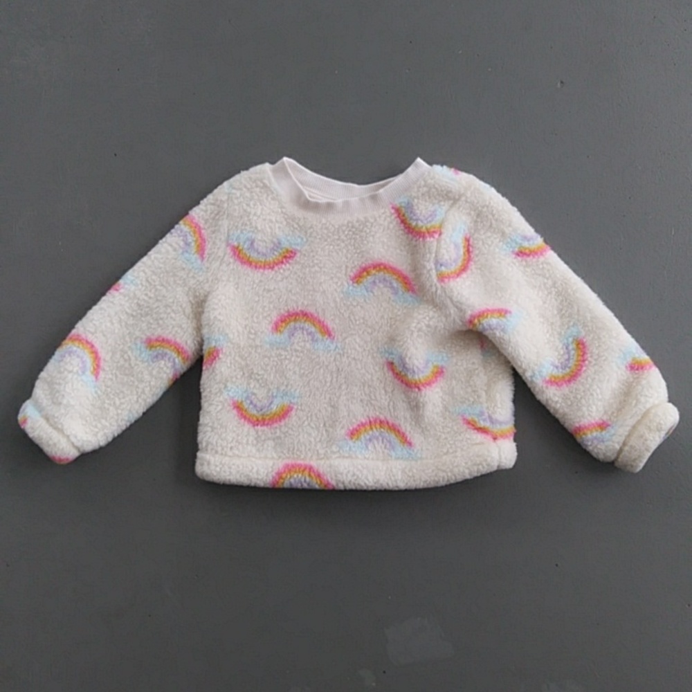 Cat & Jack Plush Rainbow Sweatshirt - 18 Months